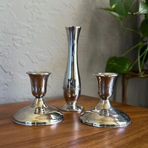 International silver Company, silver plated vase with two candle holders Set‎